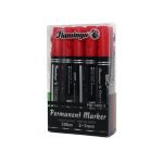 Маркер перманентный Flamingo PM-1400-3 красный 10 шт