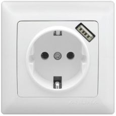 Розетка с заземлением с USB Anura Marmaris