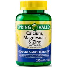 Кальций, магний, цинк плюс витамин D3 комплекс витаминов Spring Valley, 250 таблеток