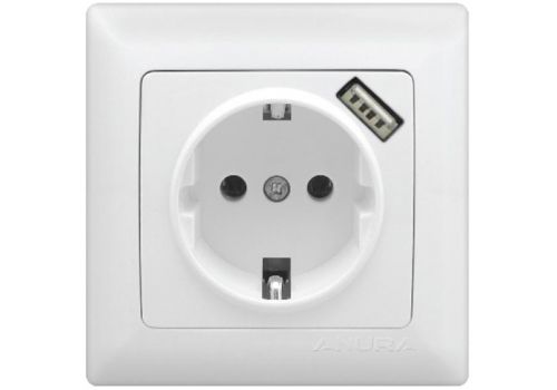 Розетка с заземлением с USB Anura Marmaris