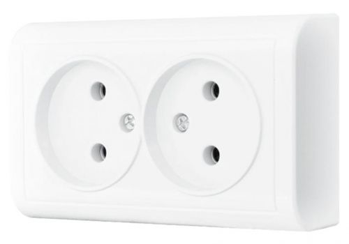 Розетка наружная двойная без заземления Anura Kumluca