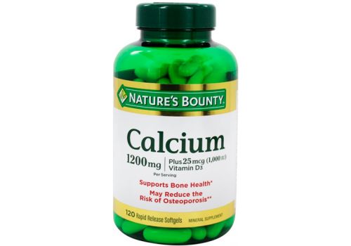 Кальций плюс 25 мкг (1000 IU) витамин D3 NATURE'S BOUNTY 1200 мг, 120 капсул