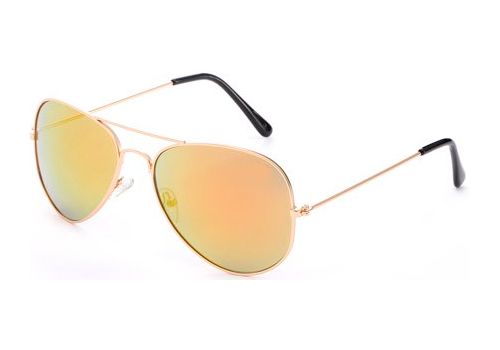 Классические солнцезащитные очки-авиаторы Flash Full Mirror с металлическим каркасом  Gold/Orange