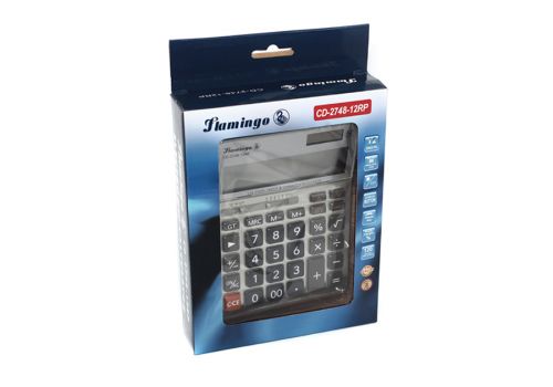 Калькулятор настольный Flamingo CD-2748-12RP серебристый
