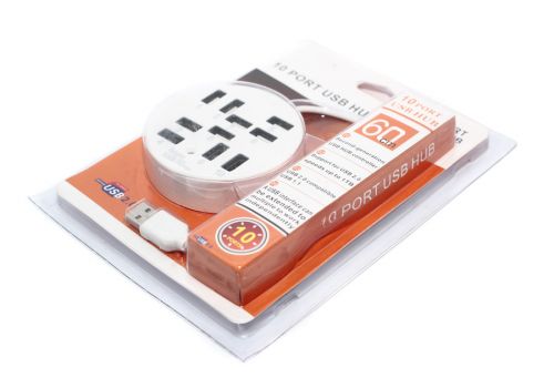 USB-концентратор USB 2.0, 10 портный цвет белый