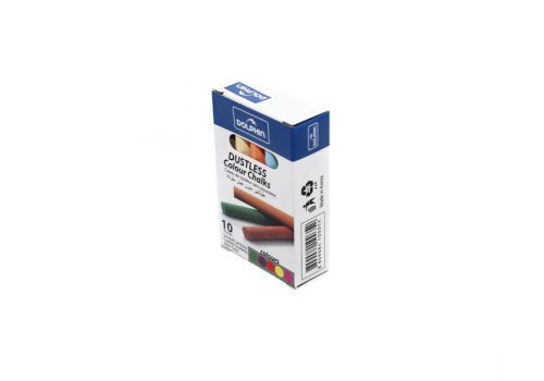 Мел для досок круглый беспыльный разноцветный  Dolphin 10 шт