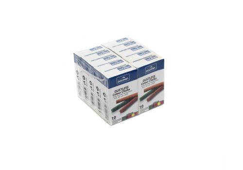 Мел для досок круглый беспыльный разноцветный Dolphin 10 каробок 100 шт