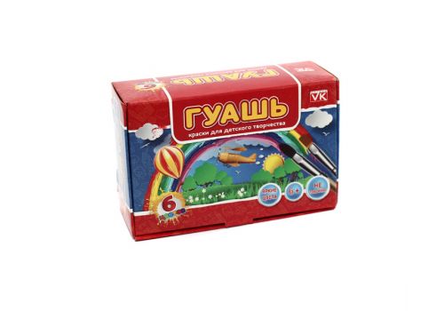 Гуашь, краски для детского творчество VK 6 цветов