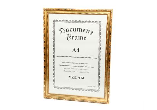 Фоторамка  А4, 21 х 29,7 см золотистая