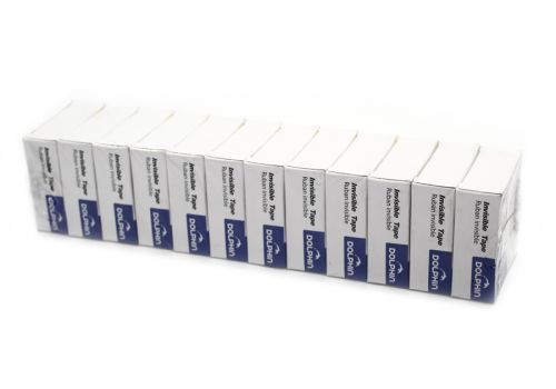 Скотч, клейкая невидимая лента Dolphin прозрачная 19 мм 12 шт