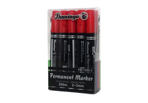 Маркер перманентный Flamingo PM-1400-3 красный 10 шт