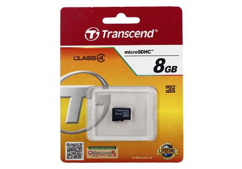 Micro SDHC Transcend класс 4, 8GB, черный