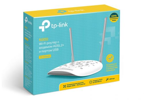 TP-Link TD-W8968, Wi-Fi роутер с ADSL2+ модемом и портом USB, 300 Мбит/с, белый
